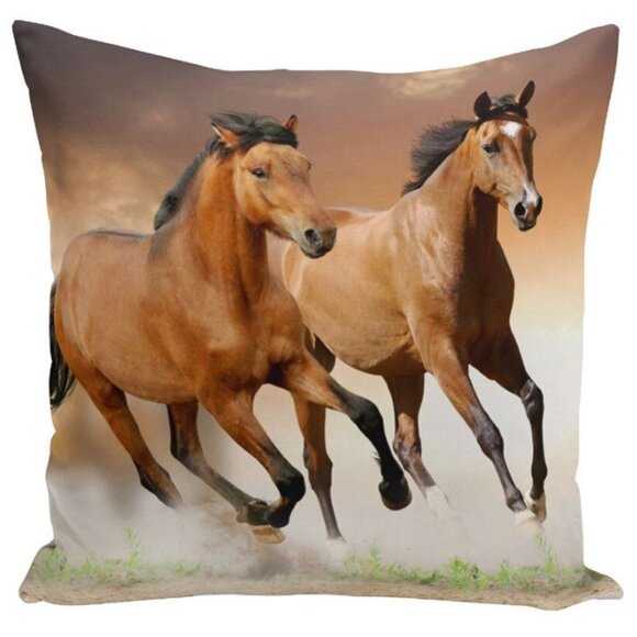 Running Horses Pillow Cover - Picture 1 of 4